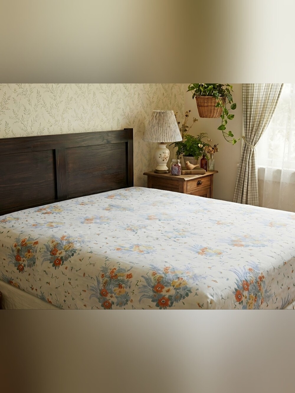 Vintage FITTED Pequot Double Size No Iron Sheet Floral Cottagecore Farmhouse